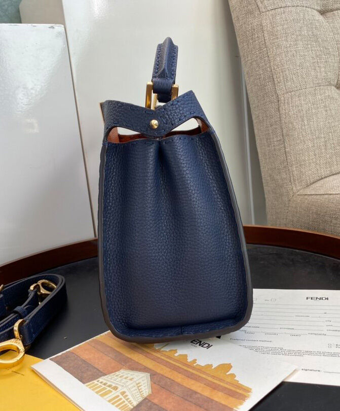 Fendi Peekaboo Iconic Essentially Leather Bag 8BN302 Dark Blue